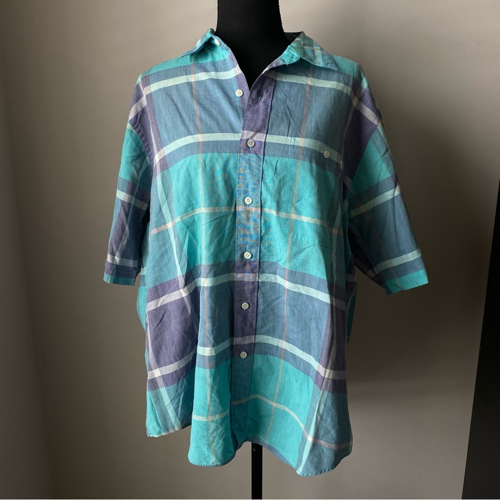 Men’s Christian Dior XL vintage Plaid Short Sleeve Button Down Shirt